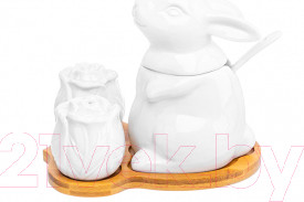 Изображение товара Сахарница Elan Gallery Заяц с капустой с набором для специй / 950180