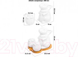 Изображение товара Сахарница Elan Gallery Заяц с капустой с набором для специй / 950180