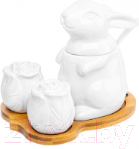 Изображение товара Сахарница Elan Gallery Заяц с капустой с набором для специй / 950180