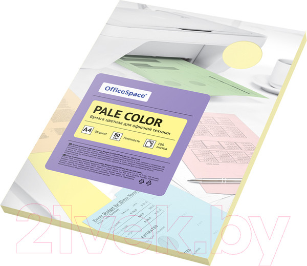 Изображение товара Набор цветной бумаги OfficeSpace Pale Color А4 / PC_38234 (100л, оранжевый)