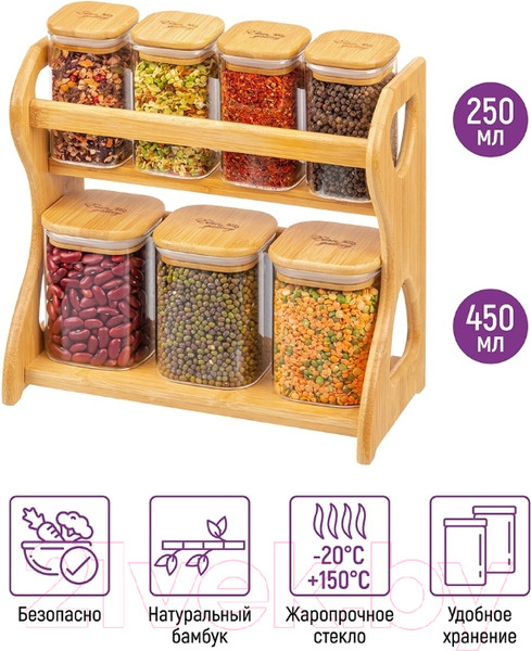 Изображение товара Набор емкостей для хранения Elan Gallery Crystal Glass / 360097