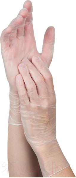 Изображение товара Перчатки хозяйственные Рыжий кот Виниловые / 008342 (р. L, 10шт)