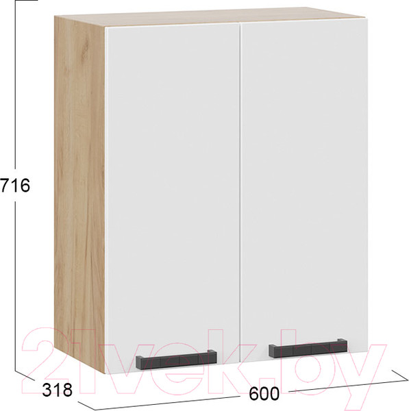 Изображение товара Шкаф навесной для кухни ТриЯ Детройт 1В6 исп. 2 (дуб крафт золотой/белый глянец)