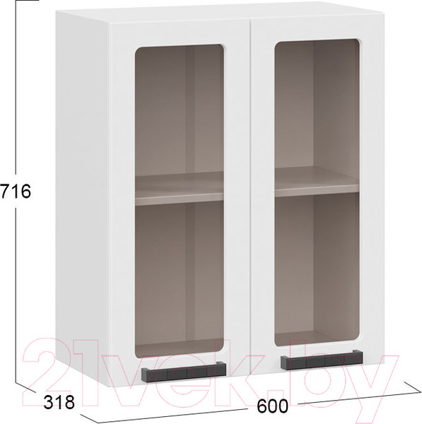 Изображение товара Шкаф навесной для кухни ТриЯ Детройт 1В6С исп. 2 (белый/белый глянец)