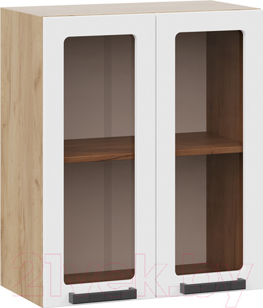 Изображение товара Шкаф навесной для кухни ТриЯ Детройт 1В6С исп. 2 (дуб крафт золотой/белый глянец)