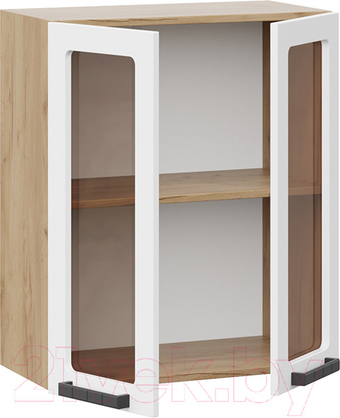 Изображение товара Шкаф навесной для кухни ТриЯ Детройт 1В6С исп. 2 (дуб крафт золотой/белый глянец)