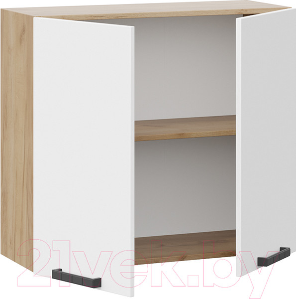 Изображение товара Шкаф навесной для кухни ТриЯ Детройт 1В8 исп. 2 (дуб крафт золотой/белый глянец)