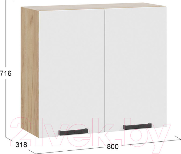 Изображение товара Шкаф навесной для кухни ТриЯ Детройт 1В8 исп. 2 (дуб крафт золотой/белый глянец)