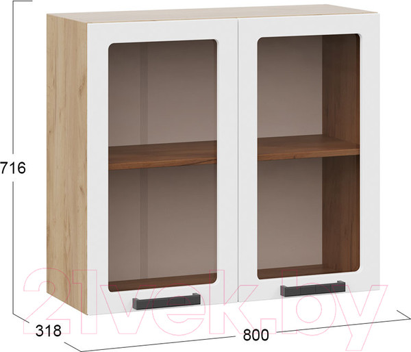 Изображение товара Шкаф навесной для кухни ТриЯ Детройт 1В8С исп. 2  (дуб крафт золотой/белый глянец)