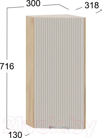 Изображение товара Шкаф навесной для кухни ТриЯ Кимберли 1В3Т (дуб крафт золотой/крем)