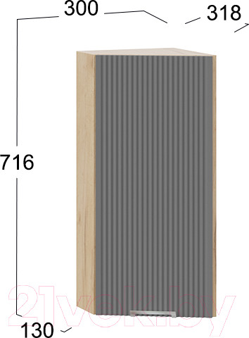 Изображение товара Шкаф навесной для кухни ТриЯ Кимберли 1В3Т  (дуб крафт золотой/титан)