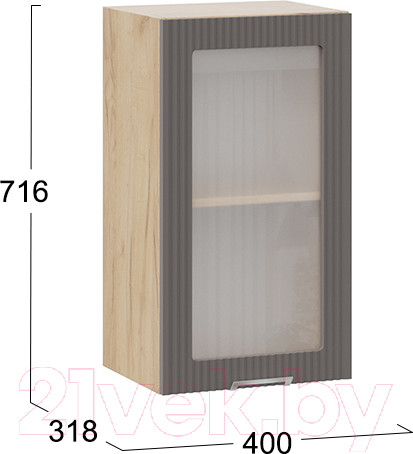 Изображение товара Шкаф навесной для кухни ТриЯ Кимберли 1В4С (дуб крафт золотой/муссон)