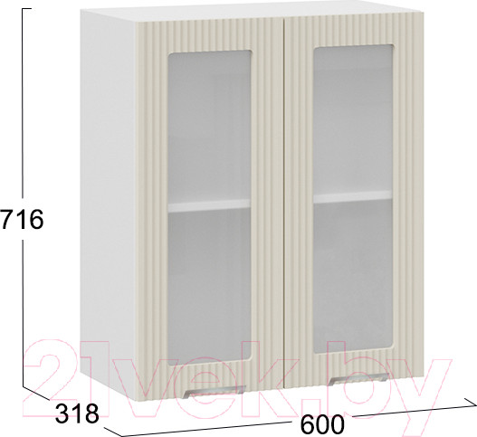Изображение товара Шкаф навесной для кухни ТриЯ Кимберли 1В6С  (белый/крем)