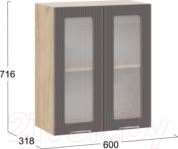 Изображение товара Шкаф навесной для кухни ТриЯ Кимберли 1В6С  (дуб крафт золотой/муссон)