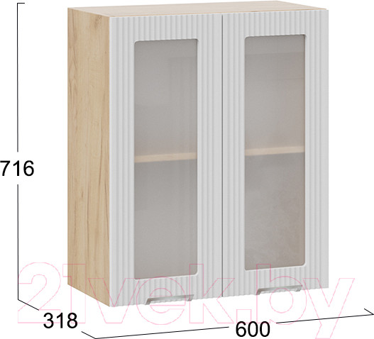 Изображение товара Шкаф навесной для кухни ТриЯ Кимберли 1В6С (дуб крафт золотой/сноу)