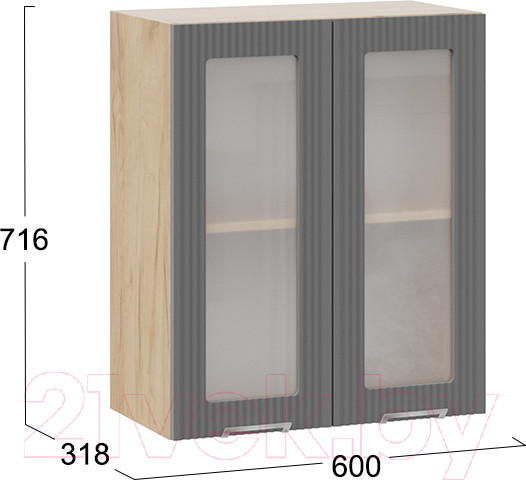 Изображение товара Шкаф навесной для кухни ТриЯ Кимберли 1В6С (дуб крафт золотой/титан)