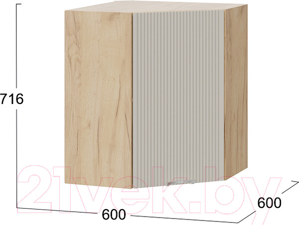 Изображение товара Шкаф навесной для кухни ТриЯ Кимберли 1В6У (дуб крафт золотой/крем)