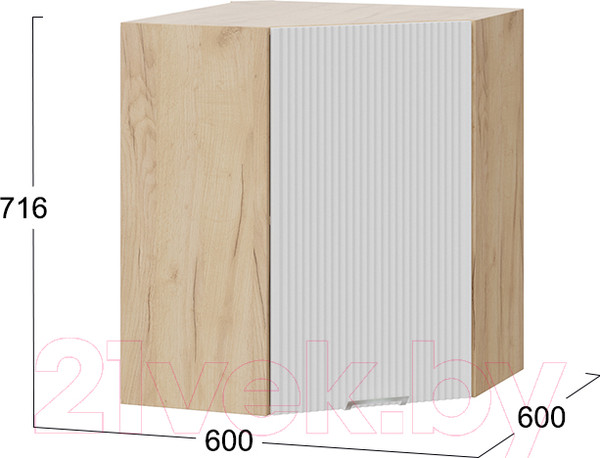 Изображение товара Шкаф навесной для кухни ТриЯ Кимберли 1В6У (дуб крафт золотой/сноу)
