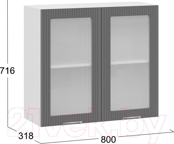Изображение товара Шкаф навесной для кухни ТриЯ Кимберли 1В8С (белый/титан)
