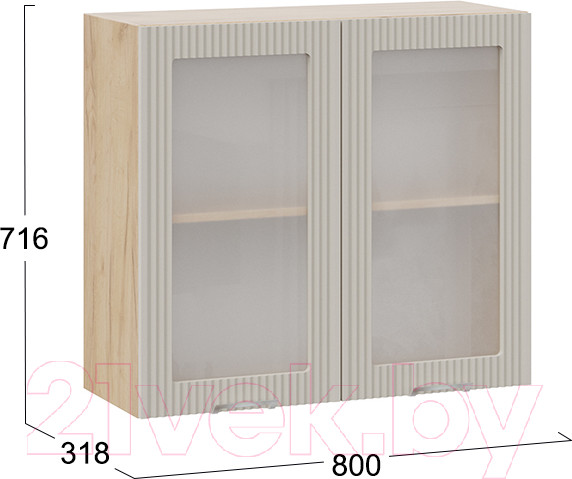 Изображение товара Шкаф навесной для кухни ТриЯ Кимберли 1В8С (дуб крафт золотой/крем)