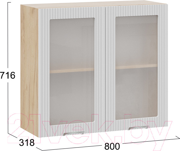 Изображение товара Шкаф навесной для кухни ТриЯ Кимберли 1В8С (дуб крафт золотой/сноу)
