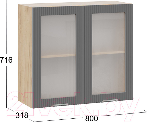 Изображение товара Шкаф навесной для кухни ТриЯ Кимберли 1В8С (дуб крафт золотой/титан)