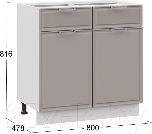 Изображение товара Шкаф-стол кухонный ТриЯ Белладжио 1Н8Я1 (белый/софт капучино)