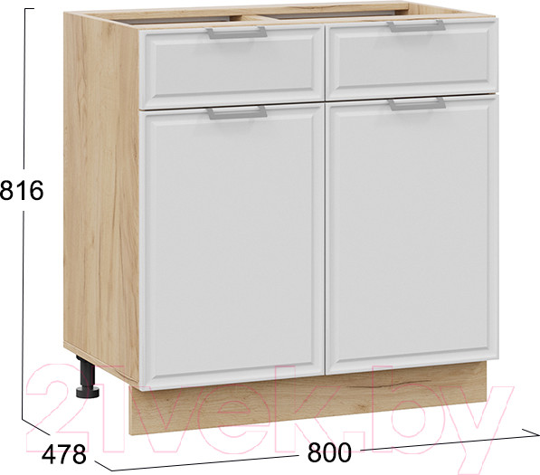 Изображение товара Шкаф-стол кухонный ТриЯ Белладжио 1Н8Я1 (дуб крафт золотой/фон белый)
