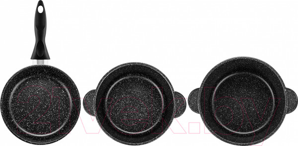 Изображение товара Набор кухонной посуды Elan Gallery Гармония вкуса 120273+3 (черный мрамор)