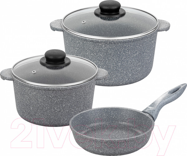 Изображение товара Набор кухонной посуды Elan Gallery Гармония вкуса 120574+3 (серый мрамор)