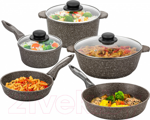 Изображение товара Набор кухонной посуды Elan Gallery Гармония вкуса 120314+5 (коричневый опал)