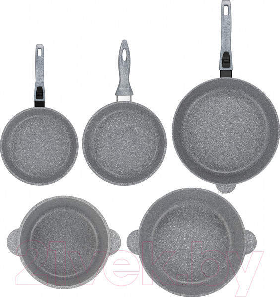 Изображение товара Набор кухонной посуды Elan Gallery Гармония вкуса 120560+5 (серый мрамор)