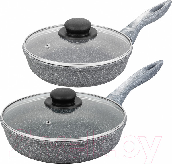 Изображение товара Набор сковородок Elan Gallery Гармония вкуса / 120577+2 (серый мрамор)