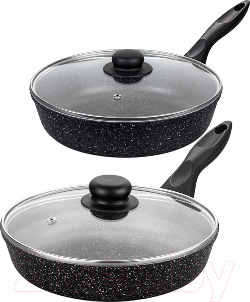 Изображение товара Набор сковородок Elan Gallery Гармония вкуса / 120137+2 (черный мрамор)