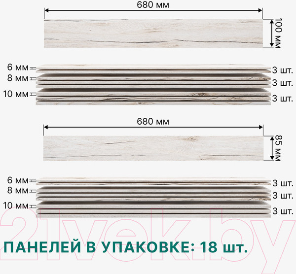 Изображение товара Комплект панелей МДФ STELLA Санремо Белый (1.13кв.м)