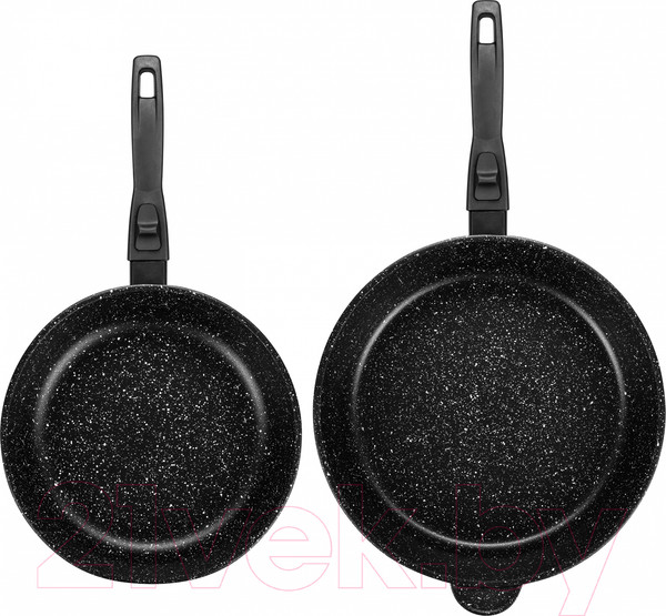 Изображение товара Набор сковородок Elan Gallery Гармония вкуса / 120134+2 (черный мрамор)