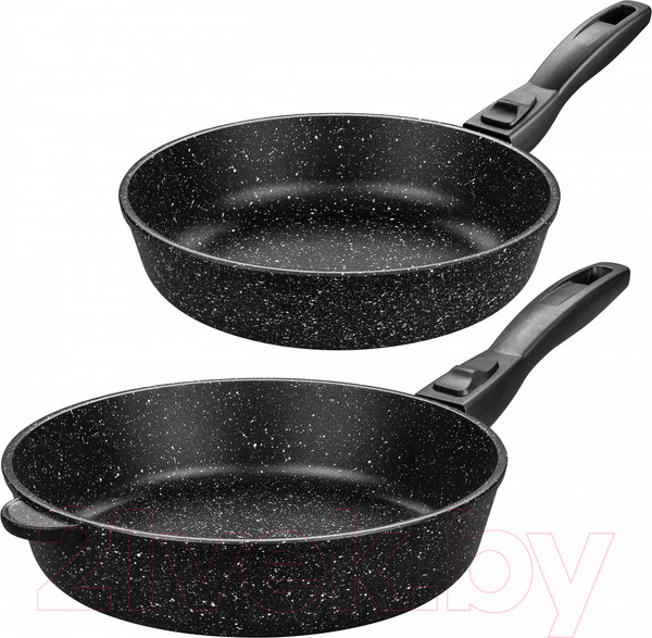 Изображение товара Набор сковородок Elan Gallery Гармония вкуса / 120134+2 (черный мрамор)