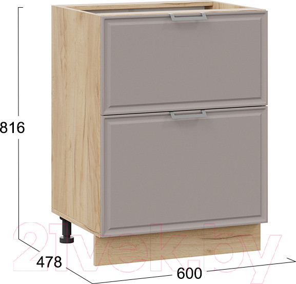 Изображение товара Шкаф-стол кухонный ТриЯ Белладжио 1Н6Я2 (дуб крафт золотой/софт капучино)