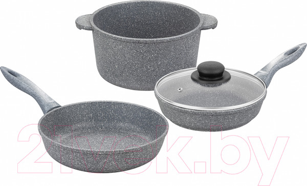 Изображение товара Набор кухонной посуды Elan Gallery 120558+3 (серый мрамор)