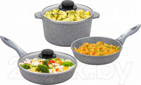 Изображение товара Набор кухонной посуды Elan Gallery 120558+3 (серый мрамор)