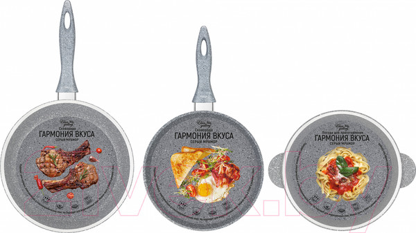 Изображение товара Набор кухонной посуды Elan Gallery 120560+3 (серый мрамор)