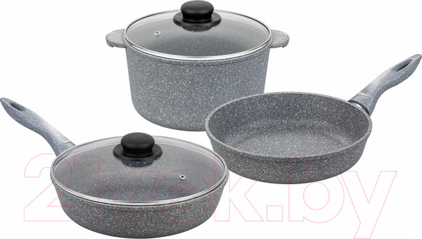 Изображение товара Набор кухонной посуды Elan Gallery 120560+3 (серый мрамор)