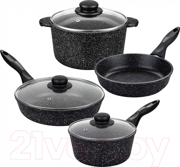 Изображение товара Набор кухонной посуды Elan Gallery 120135+4 (черный мрамор)