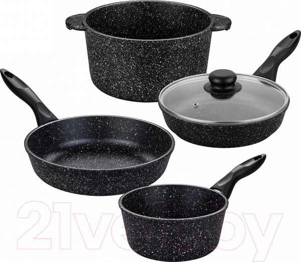 Изображение товара Набор кухонной посуды Elan Gallery 120135+4 (черный мрамор)
