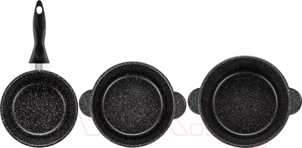 Изображение товара Набор кастрюль Elan Gallery Гармония вкуса 120283+3 (черный мрамор)