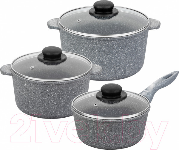 Изображение товара Набор кастрюль Elan Gallery Гармония вкуса 120564+3 (серый мрамор)
