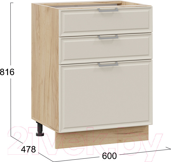 Изображение товара Шкаф-стол кухонный ТриЯ Белладжио 1Н6Я3 (дуб крафт золотой/софт панакота)