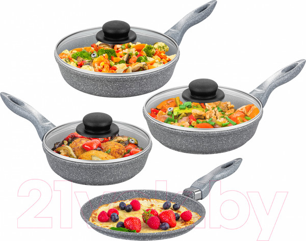 Изображение товара Набор сковородок Elan Gallery Гармония вкуса / 120568+4 (серый мрамор)