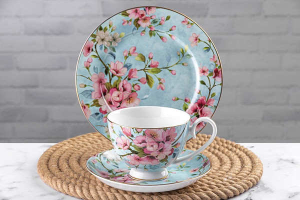 Изображение товара Набор тарелок Elan Gallery Яблоневый цвет на голубом / 420430_3