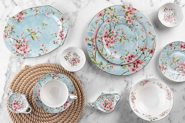 Изображение товара Набор тарелок Elan Gallery Яблоневый цвет на голубом / 420430_3